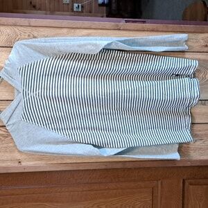Pony Gray and Black Striped Long Sleeve Tee with Hoodie Size Medium